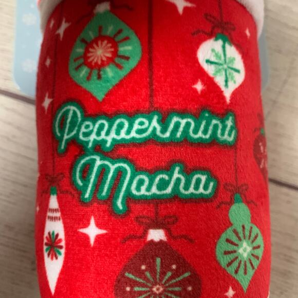 Fringe Dog Toy with Squeaker Peppermint Mocha Christmas Chew Fetch Crinkle 8"L - Picture 12 of 16